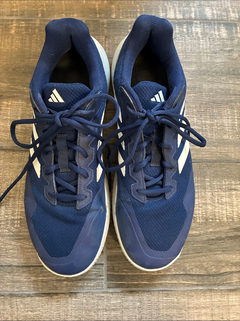 Adidas Navy and White Men's Athletic Sneakers